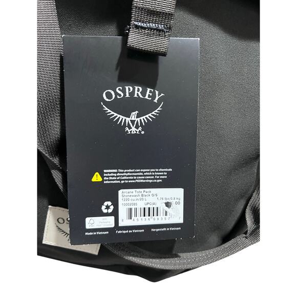 Osprey Arcane Tote Pack Stonewash Black Backpack 20L Laptop Bag New w/ Tags - Picture 8 of 10